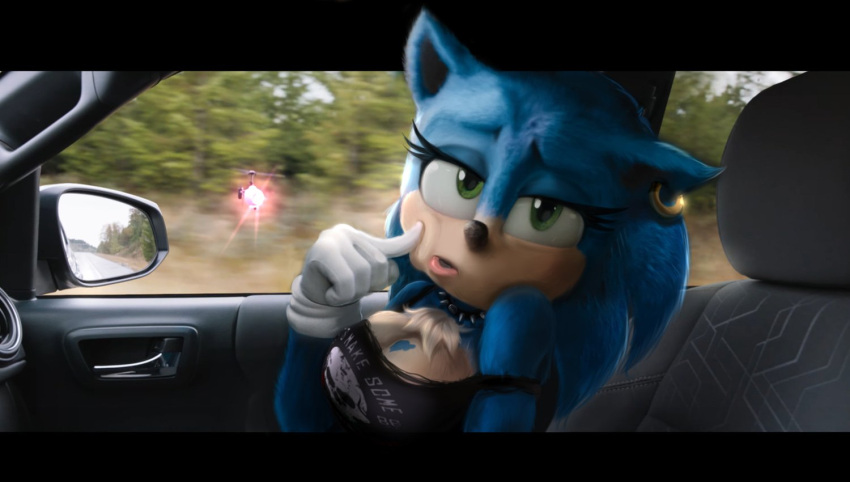 anthro breasts collar crossgender ear_piercing ear_ring edit edited_screencap female piercing ring_piercing sega shadman solo sonic_the_hedgehog sonic_the_hedgehog_(film) sonic_the_hedgehog_(series) spiked_collar spikes ugly_sonic