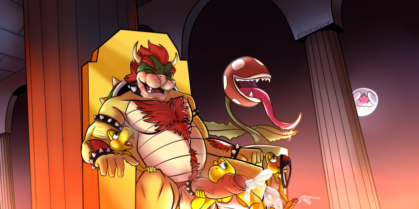 absurd_res anthro armpit_fetish armpit_sniffing body_hair boo_(mario) bowser chest_hair clothing detailed_background elemental_creature fellatio flora_fauna genitals happy_trail hi_res humanoid_genitalia humanoid_penis koopa koopa_troopa male male/male male_anthro mario_bros masturbation musk nintendo oral orgasm penile penis piranha_plant plant scalie sex size_difference sniffing spikes thekinkybear underwear underwear_sniffing video_games
