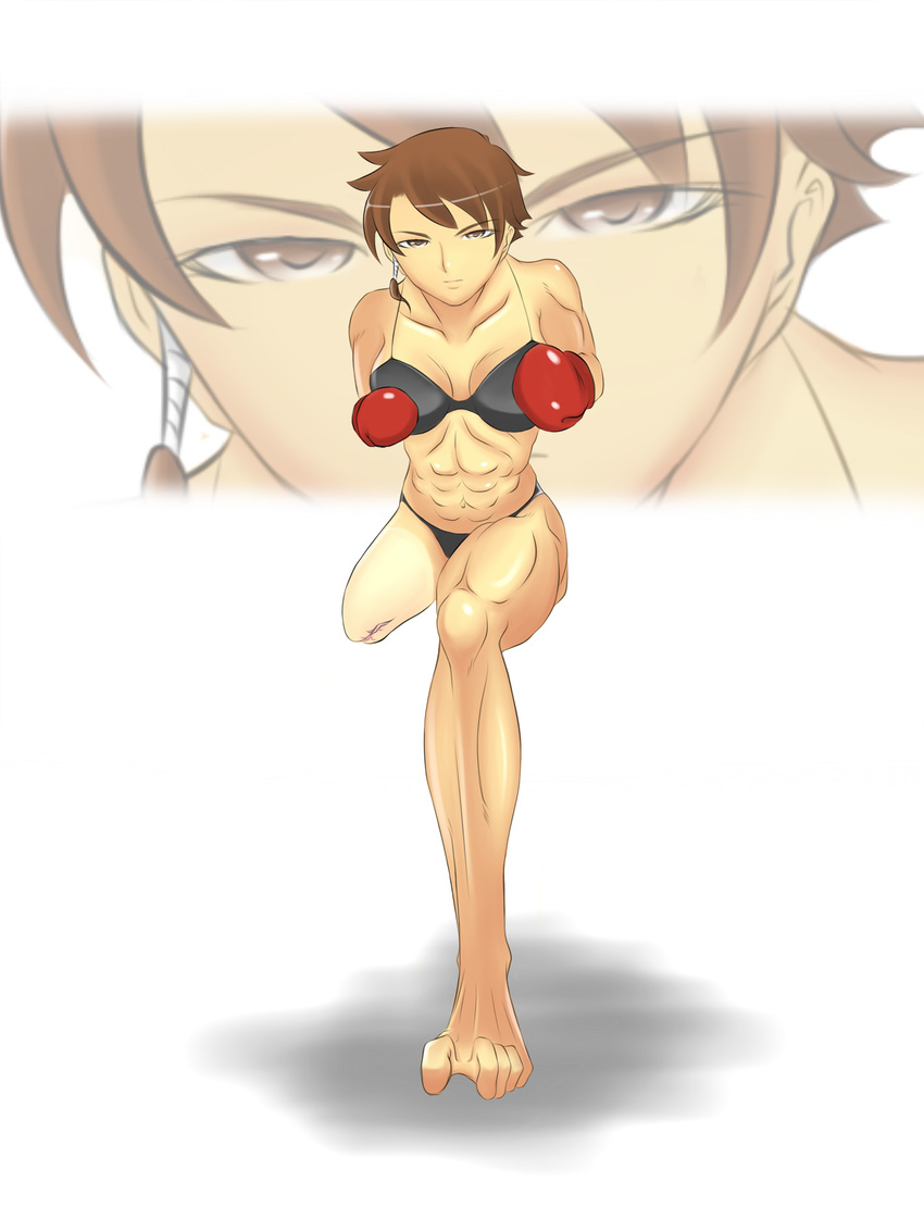 amputee athlete boxing boxing_glove brown_hair glove muscle muscular one_leg short_hair tagme
