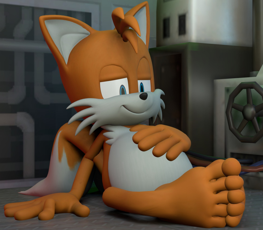 3d_(artwork) 5_toes after_vore anthro ask-macro-rookie barefoot belly big_belly digital_media_(artwork) feet hi_res humanoid_feet male miles_prower oral_vore same_size_vore sega solo sonic_the_hedgehog_(series) toes vore