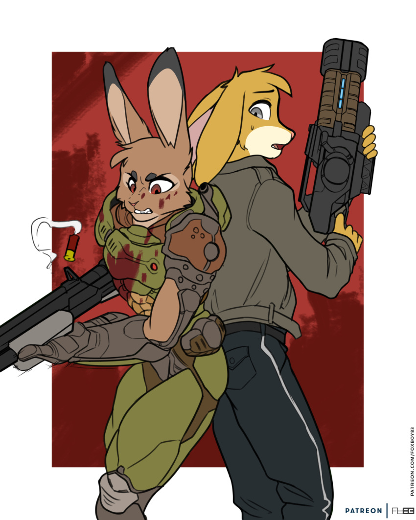 daisy_(disambiguation) david_(disambiguation) davidxnewton doom_(disambiguation) doom_(series) doom_slayer female foxboy83 hi_res id_software lagomorph leporid male mammal rabbit video_games