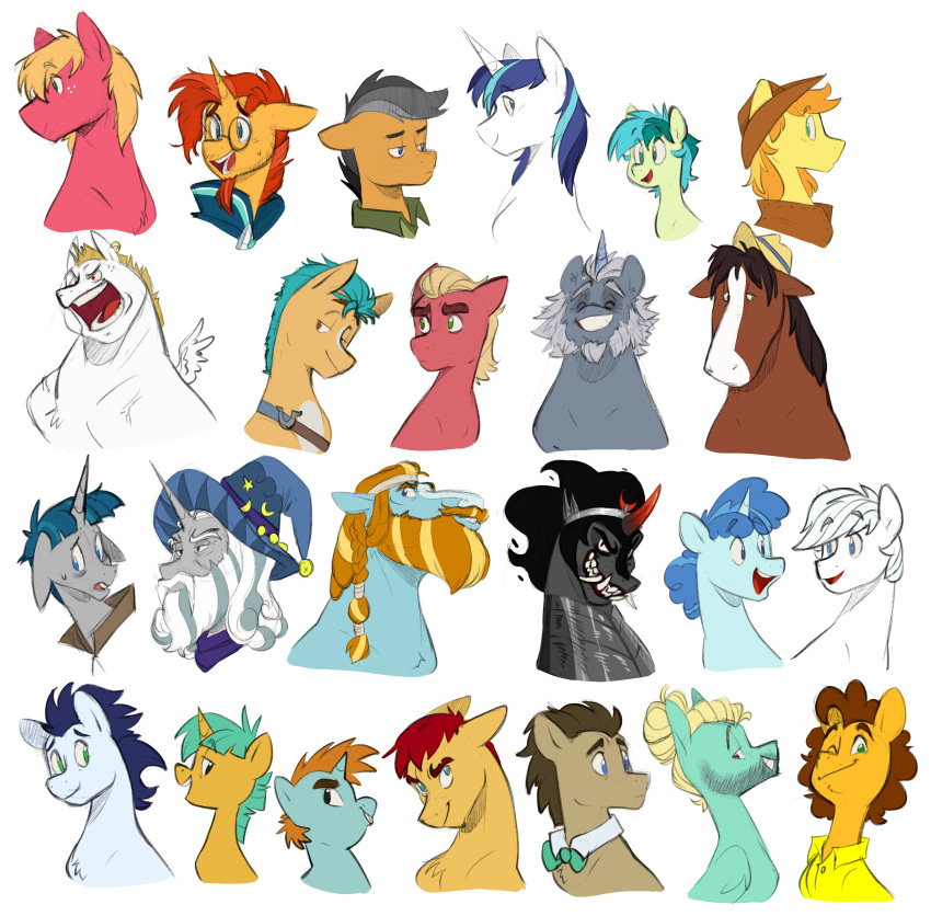 absurd_res alphabittle_blossomforth_(mlp) beard big_macintosh_(mlp) blaze_(marking) braeburn_(mlp) bulk_biceps_(mlp) cheese_sandwich_(mlp) clothing doctor_whooves_(mlp) doodlemark double_diamond_(mlp) earth_pony equid equine eyewear facial_hair facial_markings fangs friendship_is_magic glasses hasbro hat head_markings headgear headwear hi_res hitch_trailblazer_(mlp) horn horse king_sombra_(mlp) male mammal markings mlp_g5 my_little_pony party_favor_(mlp) pegasus pony quibble_pants_(mlp) rockhoof_(mlp) sandbar_(mlp) sharp_teeth shining_armor_(mlp) snails_(mlp) snips_(mlp) soarin_(mlp) sprout_cloverleaf_(mlp) starswirl_the_bearded_(mlp) stygian_(mlp) sunburst_(mlp) teeth troubleshoes_(mlp) unicorn wings wizard_hat wonderbolts_(mlp) zephyr_breeze_(mlp)