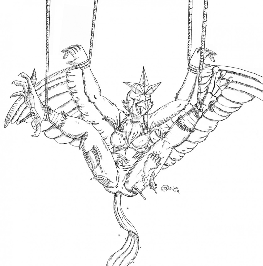 2019 anthro articuno avian bdsm bird bodily_fluids bondage bound bra brush claws clothed clothing crying_laughing disembodied_hand feathers feet_tied female generation_1_pokemon hands_tied hi_res jimfoxx laugh legendary_pokemon nintendo paintbrush panties pokemon pokemon_(species) signature solo spread_arms spread_legs spread_wings spreading suspension tears tickle_fetish tickle_torture tickling tickling_armpits tickling_belly tickling_feet toe_claws underwear video_games wings