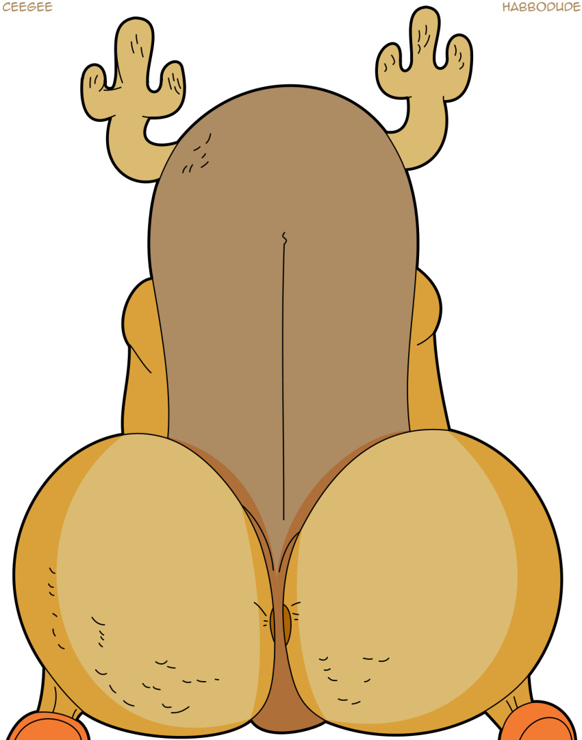 anthro anus big_butt bottom_heavy brown_anus brown_body bubble_butt butt butt_focus cartoon_network ceegee cellulite clothing crouching edit female flat_colors footwear footwear_only habbodude hi_res horn huge_butt humanoid mammal mostly_nude multicolored_body nude penny_fitzgerald presenting presenting_hindquarters rear_view seductive shaded shadow shoes shoes_only signature simple_background sitting solo tan_body text the_amazing_world_of_gumball thick_thighs white_background wide_hips