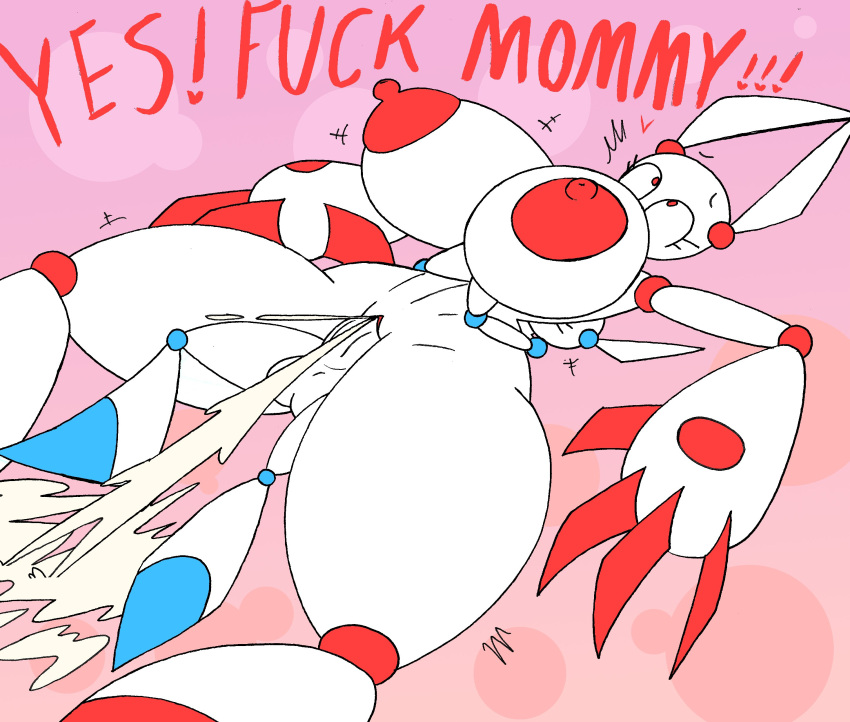 absurd_res anthro big_breasts bodily_fluids breasts cum cum_inside dialogue duo ejaculation english_text erect_nipples female genital_fluids hi_res hybrid incest_(lore) lagomorph leporid machine male male/female mammal mom_bot_(rexon02) mother mother_and_child mother_and_son nipples parent parent_and_child profanity rabbit rexon02 robot sex simple_background size_difference son son_bot_(rexon02) text thick_thighs wide_hips
