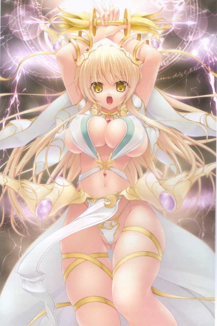 absurdres artist_request blonde_hair breasts gold_eyes highres large_breasts magic source_request yellow_eyes