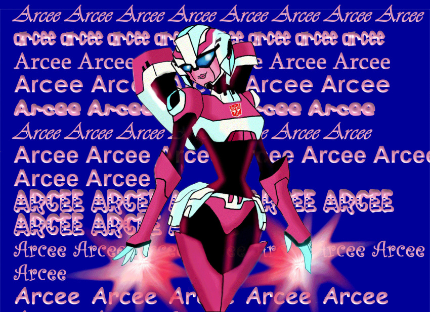 1girl 2009 arcee autobot blue_eyes breasts curvy highres humanoid_robot medium_breasts narrow_waist panties pink_lips pink_panties polpolpolopl robot solo thick_thighs thighs transformers transformers_animated underwear