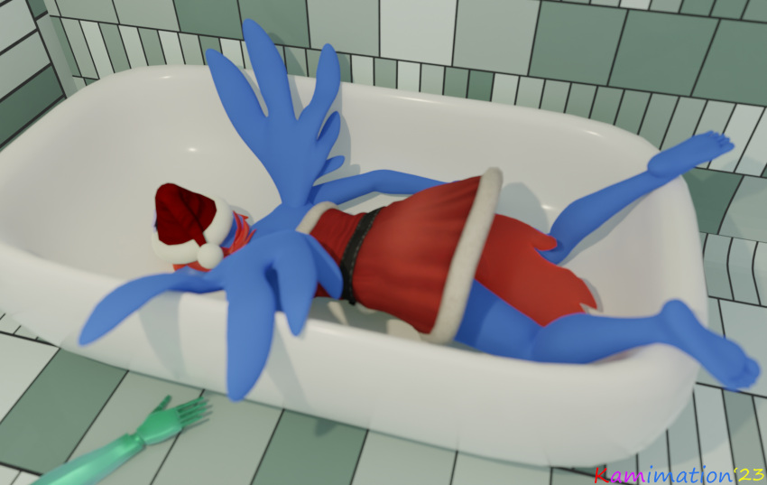amputee anthro bathtub blender_(software) christmas christmas_clothing christmas_headwear clothing costume detachable_arms disability equid equine fan_character female hasbro hat headgear headwear hi_res holidays hungover kamimation kampastel mammal meme my_little_pony pegasus santa_costume santa_hat shadow solo spread_legs spread_wings spreading tail unconscious watermark wings