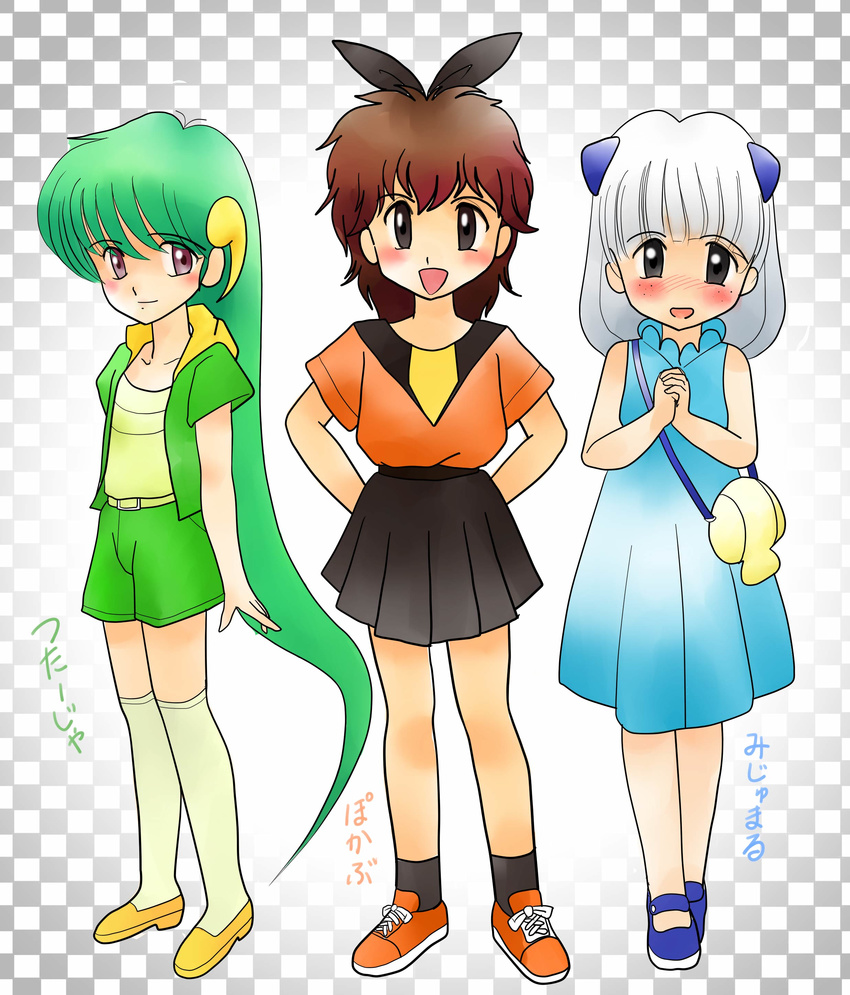3girls absurdres highres mijumaru multiple_girls oshawott personification pokabu pokemon pokemon_(game) pokemon_black_and_white pokemon_bw tsutaaja