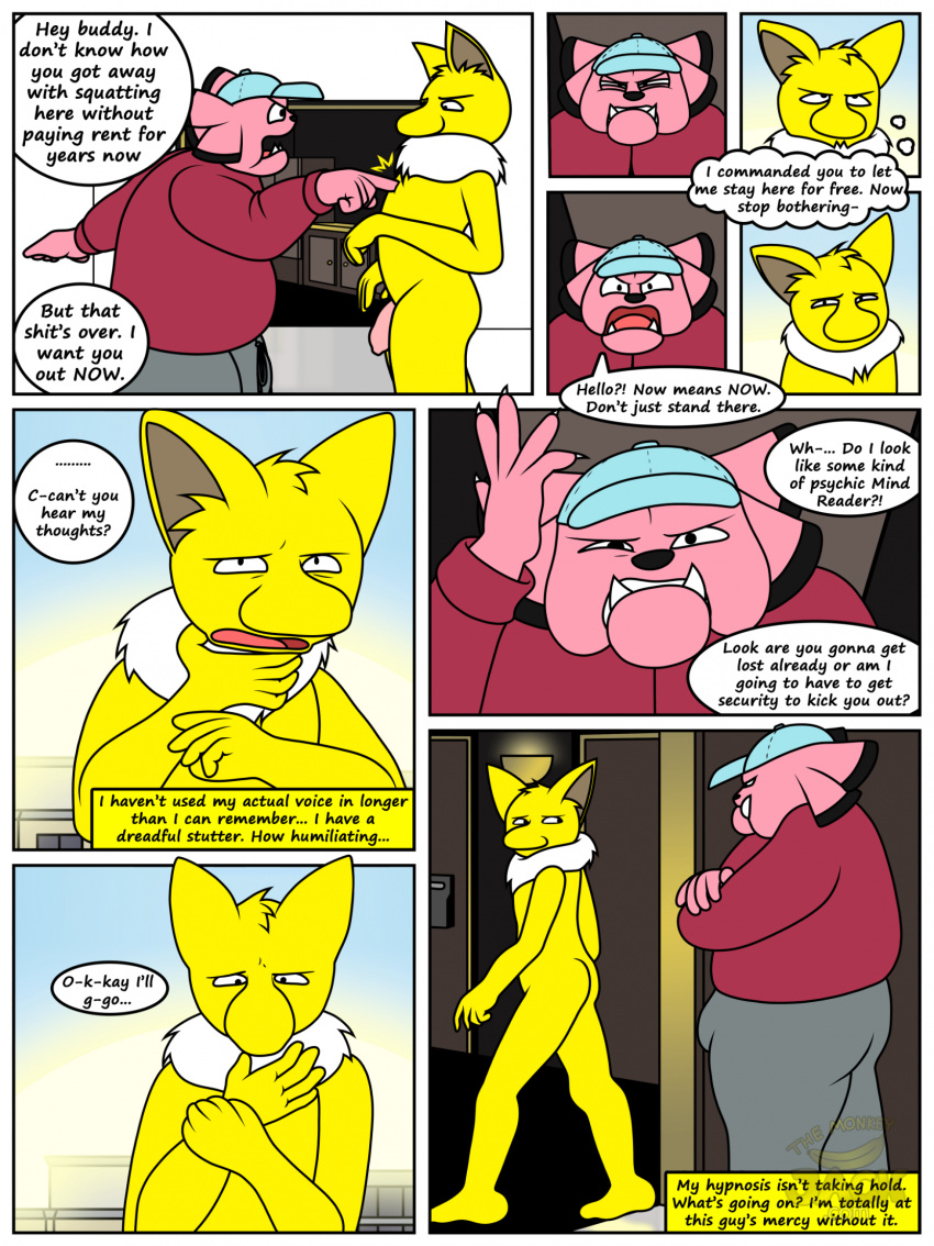 angry anthro argument butt clothed clothed/nude clothed_male_nude_male clothing comic dialogue english_text foreskin generation_1_pokemon generation_2_pokemon genitals hat headgear headwear hi_res humanoid_genitalia humanoid_penis hypno_(pokemon) male nintendo nude open_mouth penis pokemon pokemon_(species) public public_nudity snubbull speech_bubble stoltz_steller sweatpants text uncircumcised_penis yoshoblue