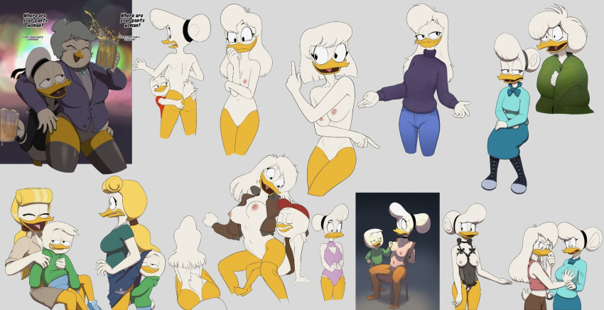 2022 age_difference anatid anseriform avian bentina_beakley bird bottomless breast_grab breasts clothed clothing daisy_duck della_duck disney donald_duck drockdraw duck ducktales duo female female/female fingering genitals goldie_o'gilt group hand_on_breast hi_res huey_duck humanoid louie_duck male male/female mature_female nipples nude pussy solo webby_vanderquack younger_male