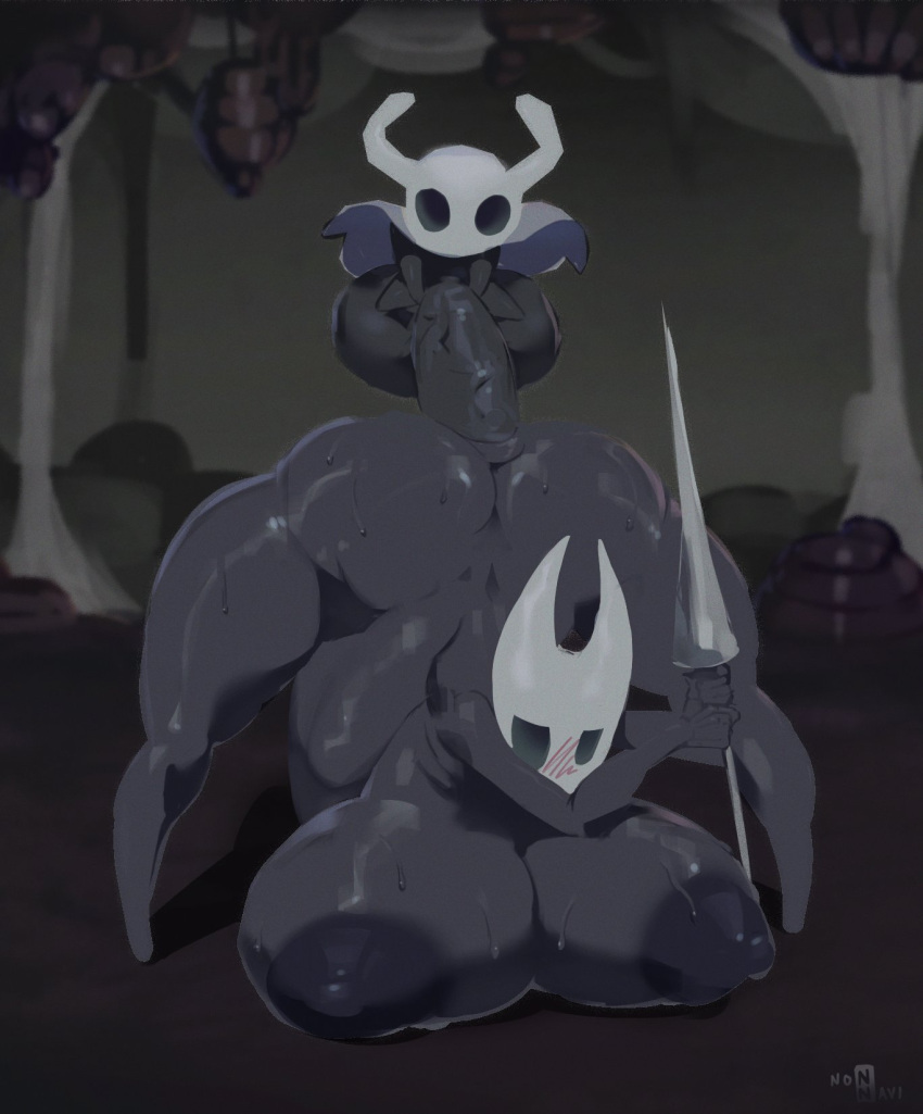 anal anal_penetration anthro anus areola arthropod ass_up balls belly_inflation bent_over big_balls big_breasts big_butt big_penis black_areola black_nipples blush breasts butt cloak clothing duo female female_penetrated genitals grey_body hi_res holding_object holding_weapon hollow_knight hornet_(hollow_knight) huge_balls huge_breasts huge_penis incest_(lore) inflation larger_female male male/female male_penetrating male_penetrating_female nipples non_navi nude penetration penis protagonist_(hollow_knight) sex size_difference small_but_hung smaller_male team_cherry thick_thighs vessel_(species) weapon