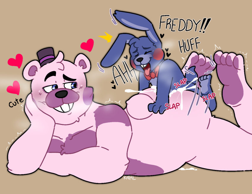 anthro bodily_fluids cum cum_inside duo five_nights_at_freddy's funtime_freddy_(fnafsl) genital_fluids genitals itsjustapixel3 male male/male penis puppet_bonnie_(fnafsl) scottgames sex sister_location size_difference small_penis smaller_male