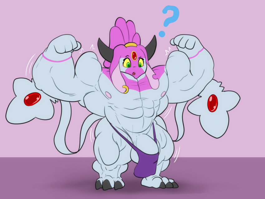4_fingers abs balls biceps big_balls big_muscles big_penis bottomwear carou_(vezerem) claws clothing ear_piercing ear_ring fakemon fingers flexing fusion generation_4_pokemon generation_6_pokemon genie genitals grey_body growth hair hoopa hoopa_(confined) horn huge_muscles huge_penis humanoid hybrid hyper hyper_muscles jewelry legendary_pokemon loincloth male mesprit muscular muscular_male nintendo nipples open_mouth pecs penis piercing pokemon pokemon_(species) pokemon_fusion ponytail pseudo_hair ring_piercing short_stack simple_background solo standing tentacle_hair tentacles vezerem wardrobe_malfunction