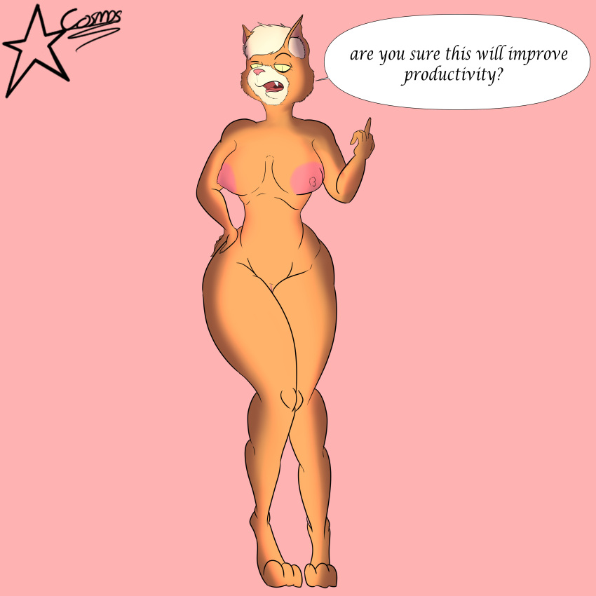 absurd_res annoyed_expression anthro breasts clothed clothing cosmosarts dr._t'ana exposed_breasts fangs felid feline female genitals hi_res mammal mean_look nude partially_clothed pussy solo star_trek star_trek_lower_decks teeth thick_thighs