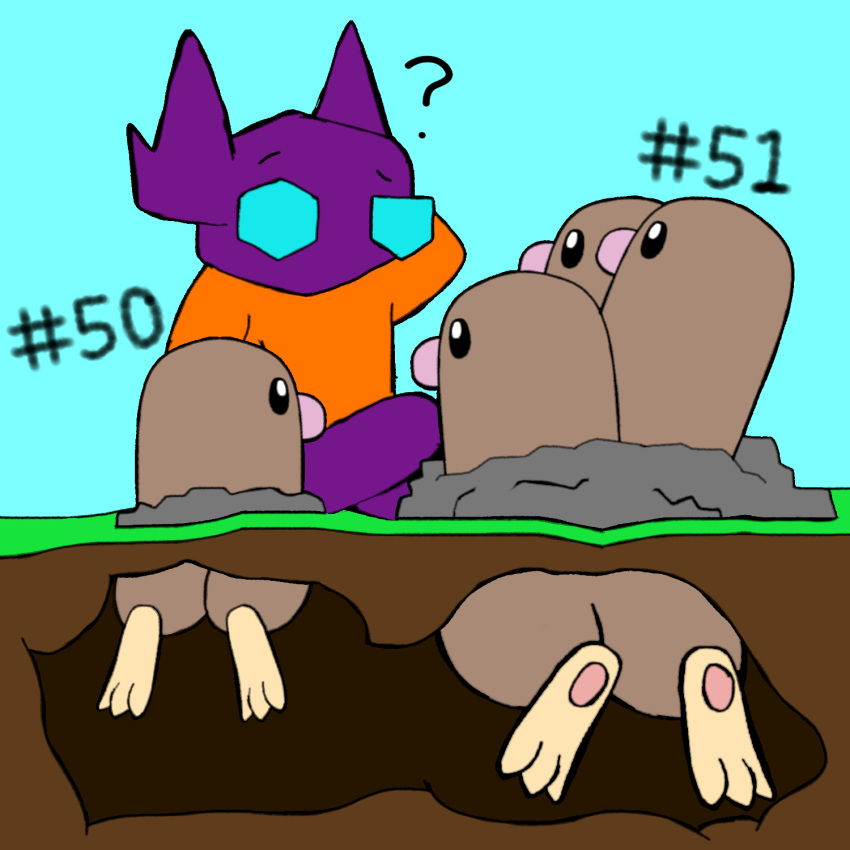 2023 3_toes ambiguous_gender digital_media_(artwork) diglett dugtrio feet feral foot_focus generation_1_pokemon generation_3_pokemon group hi_res male nintendo paws pokemon pokemon_(species) question_mark sabes sableye secretsableye text toes