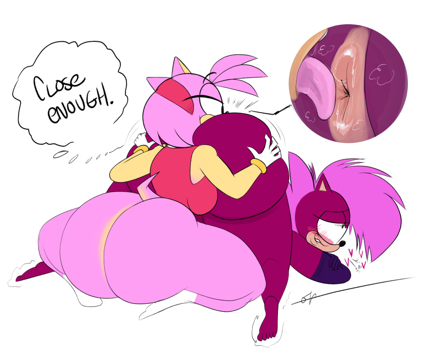 &lt;3 amy_rose anal anthro anus barefoot big_butt blush breasts butt clothed clothing digital_media_(artwork) duo eulipotyphlan feet female female/female fur genitals gloves hair handwear hedgehog hi_res looking_pleasured mammal mostly_nude open_mouth oral ota_(artist) pink_body pink_fur purple_body purple_fur rimming sega sex simple_background smile sonia_the_hedgehog sonic_the_hedgehog_(series) sonic_underground tongue tongue_out