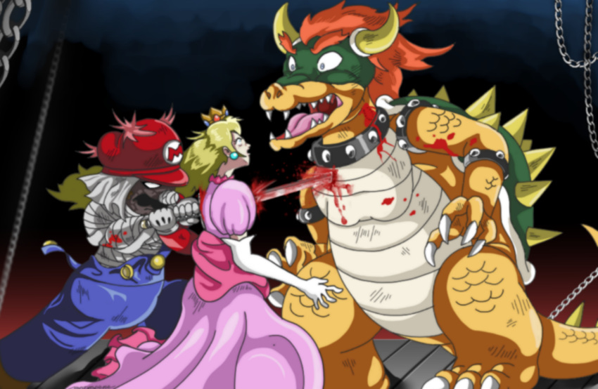 atpwbe bowser death highres japanese_scene mario mario_(series) murder non-web_source princess_peach purify revenge sword tde weapon