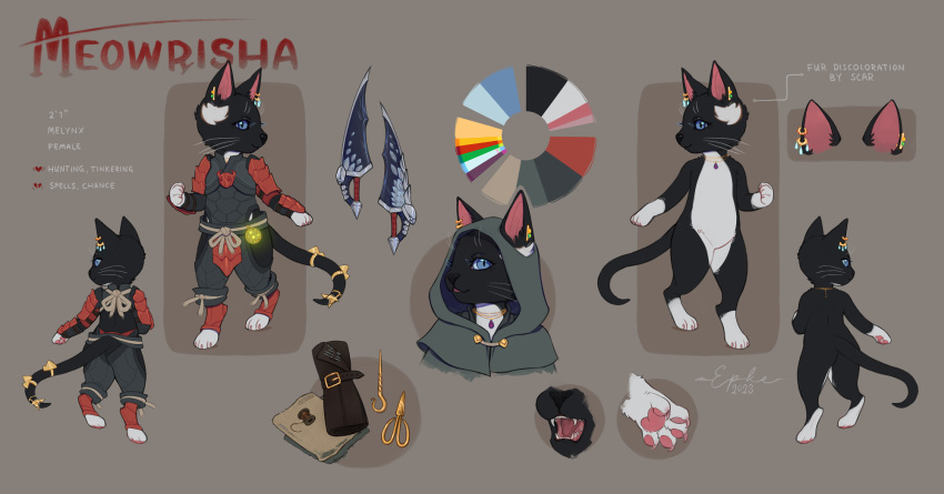 capcom cat_character domestic_cat dungeons_and_dragons felid feline felis felyne hasbro hi_res lynian mammal meowrisha model_sheet monster_hunter palico tabletop wizards_of_the_coast zstandin