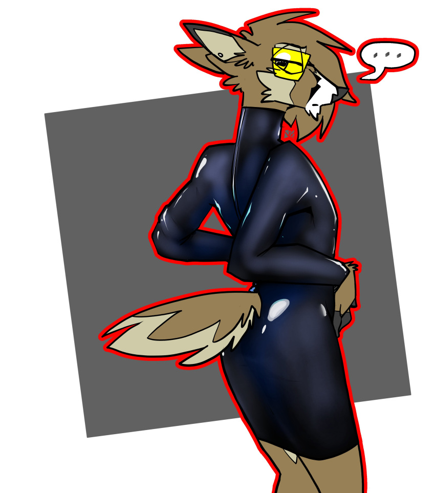 absurd_res anthro butt cervine clothing colored deer eyewear glasses hi_res male mammal red_(topazknight) rubber rubber_clothing rubber_suit shiny_(disambiguation) skintight_clothing solo sunglasses tight_clothing topazknight translucent