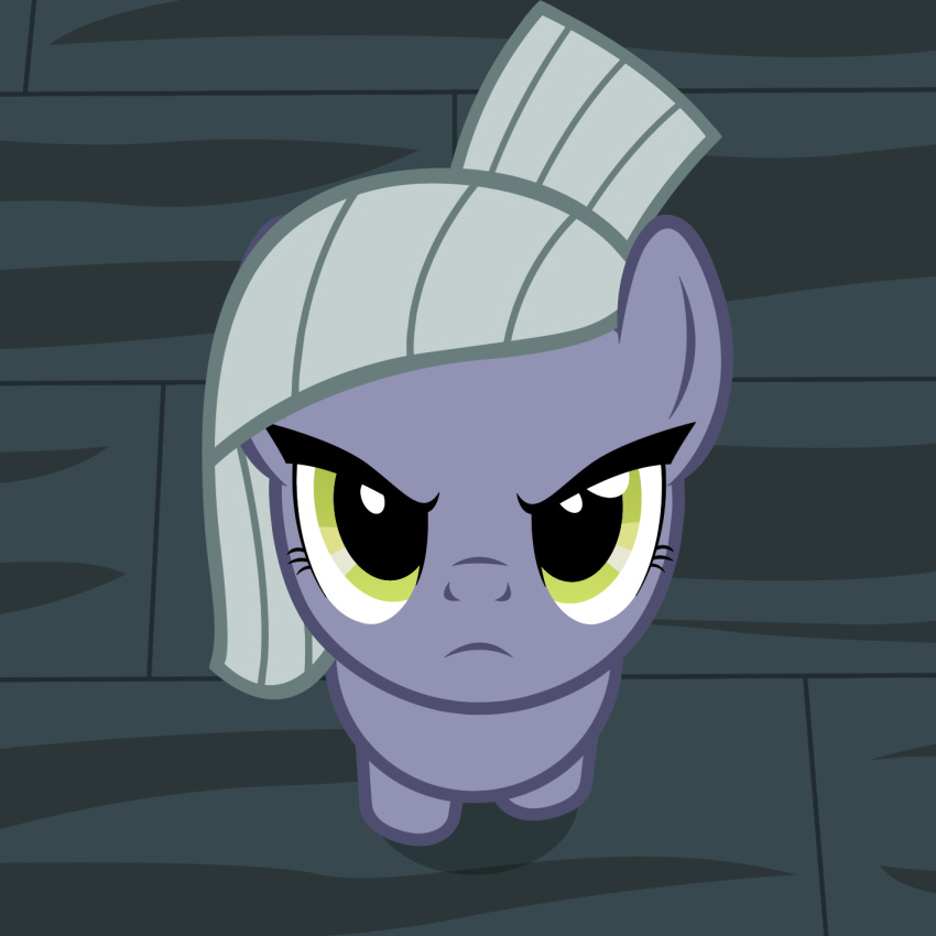 &gt;:c 1:1 2017 angry badumsquish digital_media_(artwork) earth_pony equid equine eyelashes female feral first_person_view friendship_is_magic frown glare green_eyes grey_hair grey_tail grumpy hair hasbro hi_res high-angle_view horse limestone_pie_(mlp) looking_at_viewer looking_up looking_up_at_viewer mammal my_little_pony on_model pony purple_body quadruped solo