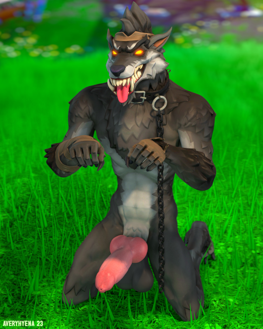 2022 3d_(artwork) 5:4 animal_genitalia animal_penis averyhyena balls big_balls big_penis canid canine canine_genitalia canine_penis canis chain chain_leash collar collar_only digital_media_(artwork) dire_(fortnite) epic_games erection exhibitionism fortnite fur genitals glowing glowing_eyes hi_res hindpaw kneeling knot leash looking_at_viewer male mammal nude outside paws penis petplay public public_nudity puppyplay roleplay solo source_filmmaker tongue tongue_out were werecanid werecanine werewolf wolf