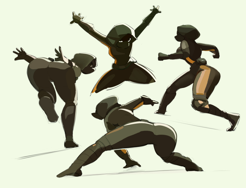 2023 4_fingers anthro belt belt_pouch black_clothing bodysuit breasts canid canine clothing crouching diane_foxington dreamworks female fingers fox hi_res looking_at_viewer looking_back mammal medium_breasts meme mouth_covered multiple_poses naruto_run pose rear_view running simple_background sketch skinsuit solo the_bad_guys thief tight_clothing zinnick