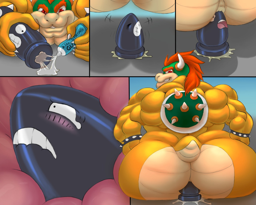 anal anal_penetration anthro big_butt bowser bullet_bill butt buttplug duo forced forced_anal inanimate_transformation internal_anal male male/male mario_bros muscular muscular_male nintendo penetration plug_(sex_toy) sex_toy silversketch transformation