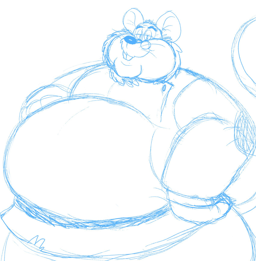 2023 an_american_tail anthro belly big_belly clothed clothing don_bluth eyewear glasses hi_res justabeariguess male mammal mature_male mouse murid murine obese obese_male overweight overweight_male papa_mousekewitz rodent simple_background sketch solo
