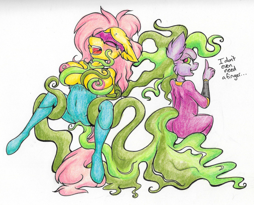 2016 anthro anthrofied areola big_breasts blush breasts butt camel_toe clothing dialogue duo earth_pony english_text equid equine exposed_breasts female female/female fluttershy_(mlp) forced friendship_is_magic fur green_hair green_tail hair hasbro holding_both_legs horse mammal mane-iac_(mlp) mask my_little_pony nekotigerfire nipples open_mouth pink_areola pink_hair pink_nipples pink_tail pony pseudo_hair purple_body purple_fur rape red_eyes saddle_rager_(mlp) sex simple_background skinsuit tail tentacle_around_breast tentacle_around_neck tentacle_hair tentacle_rape tentacle_sex tentacles text tight_clothing traditional_media_(artwork) unguligrade_anthro white_background yellow_body yellow_fur