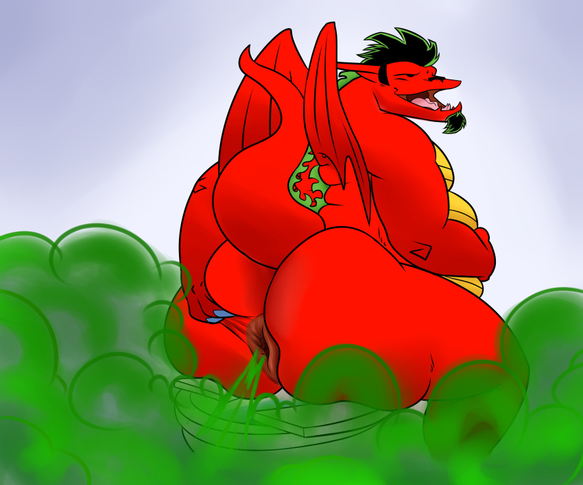 6:5 absurd_res american_dragon:_jake_long anthro anus anus_outline beard belly belly_grab belly_overhang belly_rolls big_belly big_butt black_beard black_hair bloated buns butt butt_grab butt_squish chubby_anthro chubby_belly chubby_male crashwolf disney dragon facial_hair fart fart_cloud fart_fetish farting_on_chair gassed_out gassing gassy green_body green_scales hair hand_on_butt hi_res huge_butt huge_fart huge_hips huge_thighs jake_long looking_pleasured looking_up male open_mouth overweight overweight_male pinup poot pose presenting presenting_hindquarters pucker pucker_ass puffy_anus red_body relieved scales scalie sitting sitting_on_toilet solo spread_anus spreading squish thick_thighs toilet wide_hips yellow_body