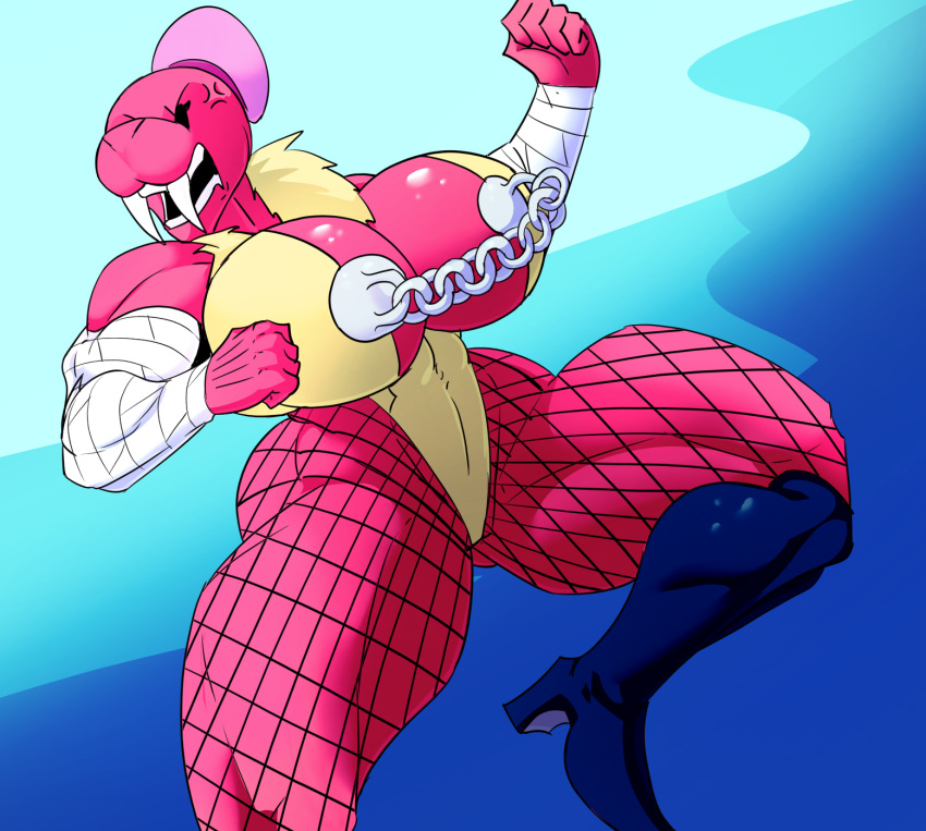 angry anthro big_breasts breasts chain cross-popping_vein female hi_res mammal marine muscular muscular_anthro muscular_female pinniped saesar solo suzie_tusket tusks ultimate_muscle walrus