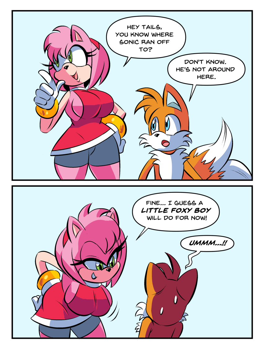 absurd_res age_difference amy_rose anthro canid canine duo eulipotyphlan female fox glassfish hedgehog hi_res imminent_sex male male/female mammal miles_prower older_female propositioning sega sonic_the_hedgehog_(series) younger_male