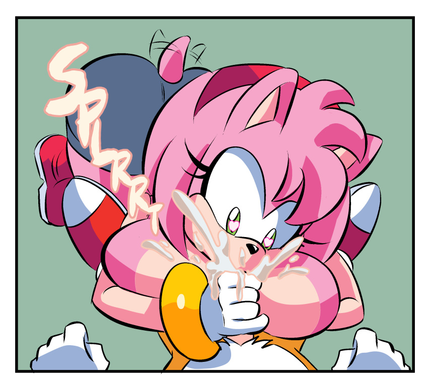 age_difference amy_rose anthro bodily_fluids canid canine cum duo ejaculation eulipotyphlan fellatio female fox genital_fluids glassfish hedgehog hi_res male male/female mammal miles_prower older_female oral penile pov_blowjob sega sex sonic_the_hedgehog_(series) sound_effects tail tail_motion tailwag younger_male