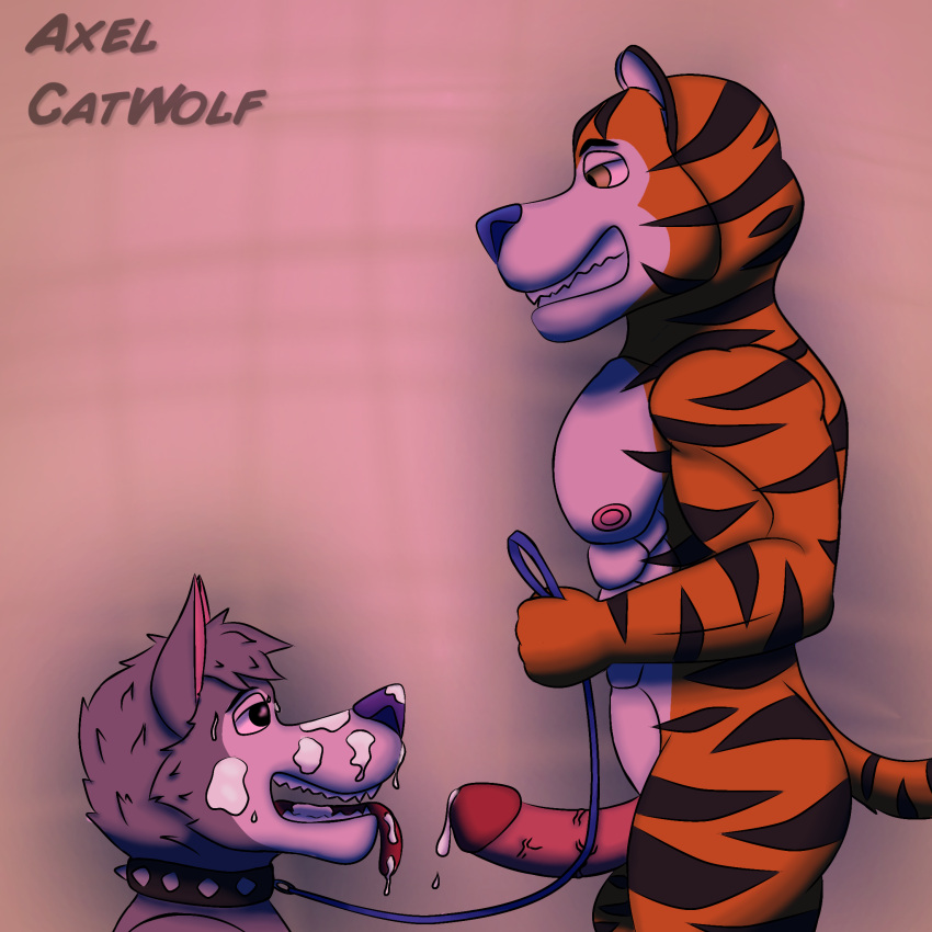 axelcatwolf canid canine canis duo felid feral frosted_flakes hi_res kellogg's male male/male mammal mascot pantherine tiger tony_the_tiger wolf