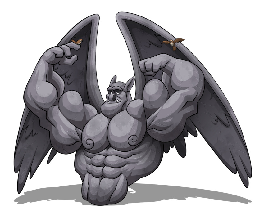 avian biceps big_muscles bird feathered_wings feathers feral gargoyle humanoid male muscular pecs size_difference smile the_hunchback_of_notre_dame victor_(the_hunchback_of_notre_dame) wings wolfiecanem