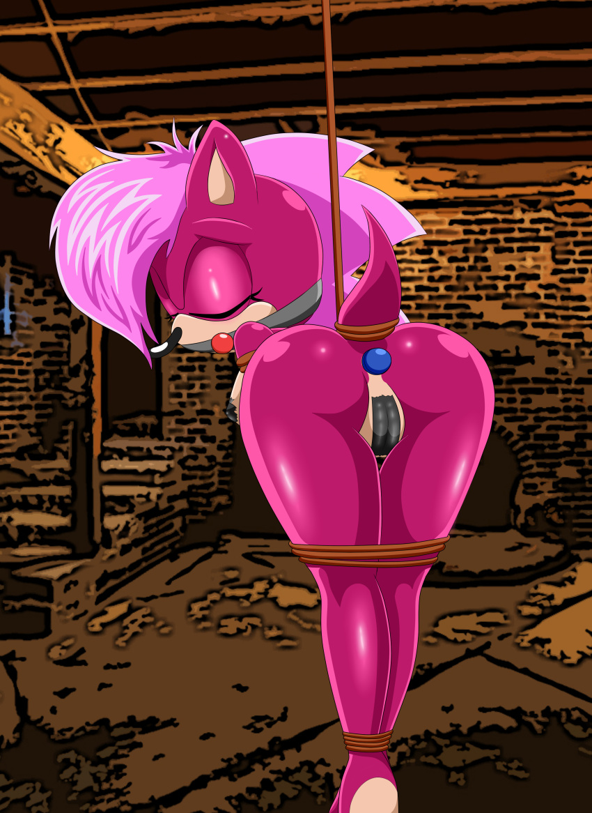 absurd_res anal_beads anthro anus ball_gag basement bdsm bondage bound breasts butt dic_entertainment eulipotyphlan female frost_norde gag genitals hair hedgehog hi_res mammal nipples nude pink_body pink_hair pussy sega sex_toy small_breasts sonia_the_hedgehog sonic_the_hedgehog_(series) sonic_underground tape