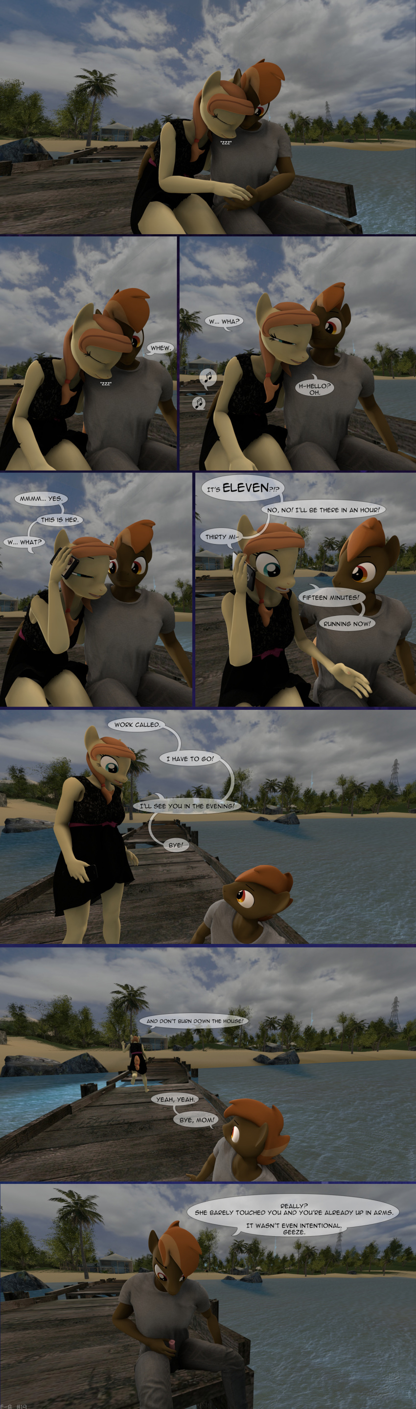 3d_(artwork) absurd_res animal_genitalia animal_penis anthro beach button_mash_(mlp) comic cream_heart_(mlp) dialogue digital_media_(artwork) duo equid equine equine_genitalia equine_penis erection eyes_closed fan_character female friendship_is_magic genitals hasbro hi_res horse incest_(lore) male male/female mammal mother mother_and_child mother_and_son my_little_pony parent parent_and_child penis pony seaside sleeping son spud-arts water