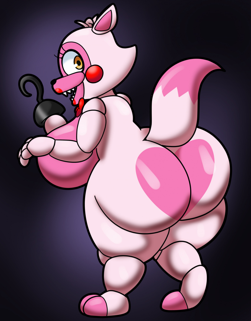 anthro big_breasts big_butt blush blush_stickers bow_tie breasts butt butt_heart canid canine curvy_figure featureless_breasts female five_nights_at_freddy's five_nights_at_freddy's_2 fox funtime_foxy_(fnaf) fur hi_res hook hook_hand huge_breasts huge_butt huge_hips huge_thighs lipstick looking_back machine makeup mammal mangle_(fnaf) mostly_nude multicolored_body multicolored_fur pink_body pink_fur rear_view red_lipstick robot scottgames solo someth1ngoranother tail thick_tail thick_thighs two_tone_body two_tone_fur voluptuous white_body white_fur wide_hips yellow_eyes