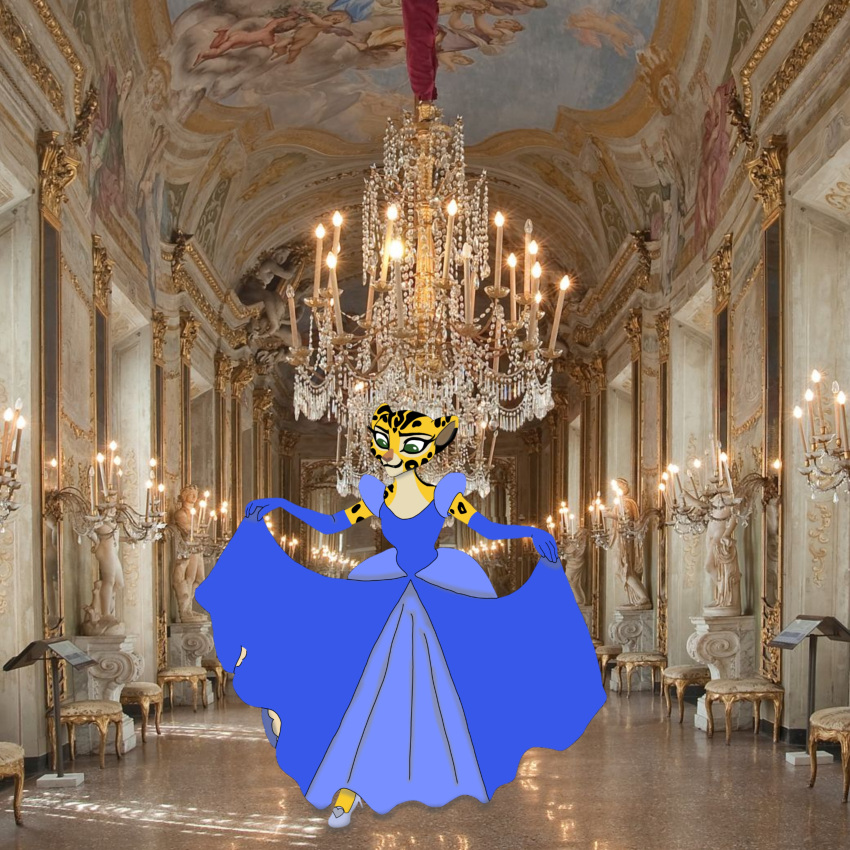 absurd_res anthro castle cheetah cinderella cinderella_(disney) disney felid feline female fuli hi_res mammal royal_dress royalty solo the_lion_guard the_lion_king