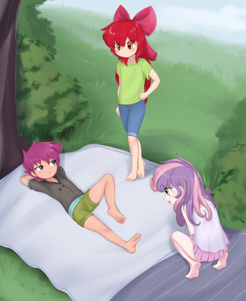 3girls absurdres apple_bloom barefoot feet highres humanization multiple_girls pestil scootaloo sweetie_belle