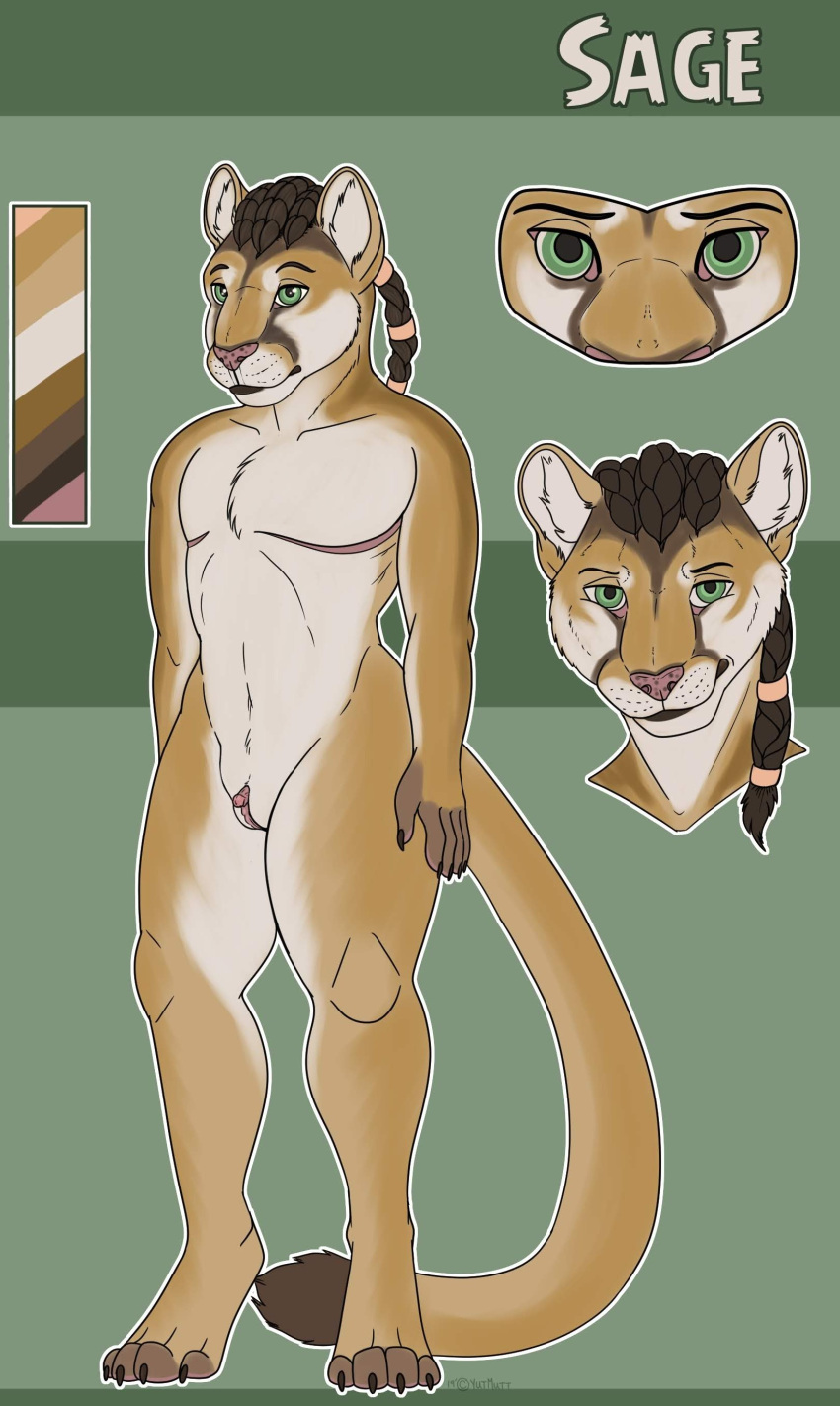 absurd_res ambiguous_gender andromorph anthro cougar felid feline hi_res intersex mammal solo trans_(lore) trans_man_(lore)