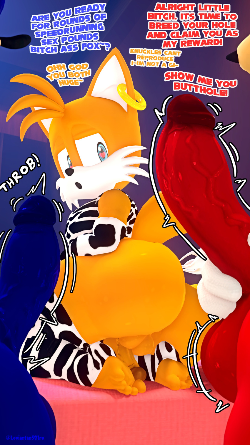 3d_(artwork) 4k absurd_res anthro armwear big_butt big_penis butt canid canine clothing digital_media_(artwork) ear_piercing ear_ring echidna english_text eulipotyphlan fox genitals girly group heart-shaped_pupils hedgehog hi_res huge_penis imminent_gay_sex imminent_sex knuckles_the_echidna legwear leviantan581re male male/male mammal miles_prower monotreme penis piercing ring_piercing sega sonic_the_hedgehog sonic_the_hedgehog_(series) tagme team_sonic text trio