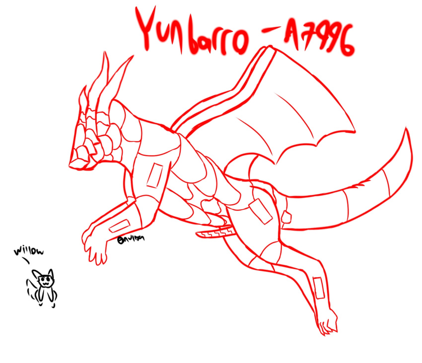 ai ai-dragon big_tail dragon feral genitals hi_res invalid_tag machine male penis robot size_difference solo tail wings yunbarro-a7996