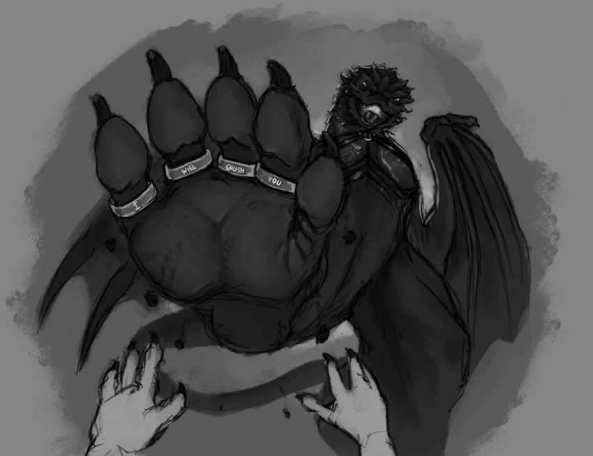 ahastar anonymous_artist anthro dominant dominant_male duo feet first_person_view foot_fetish j._r._r._tolkien larger_male male male/male middle-earth_(tolkien) paws simple_background size_difference smaller_male smaug the_hobbit toerings underfoot