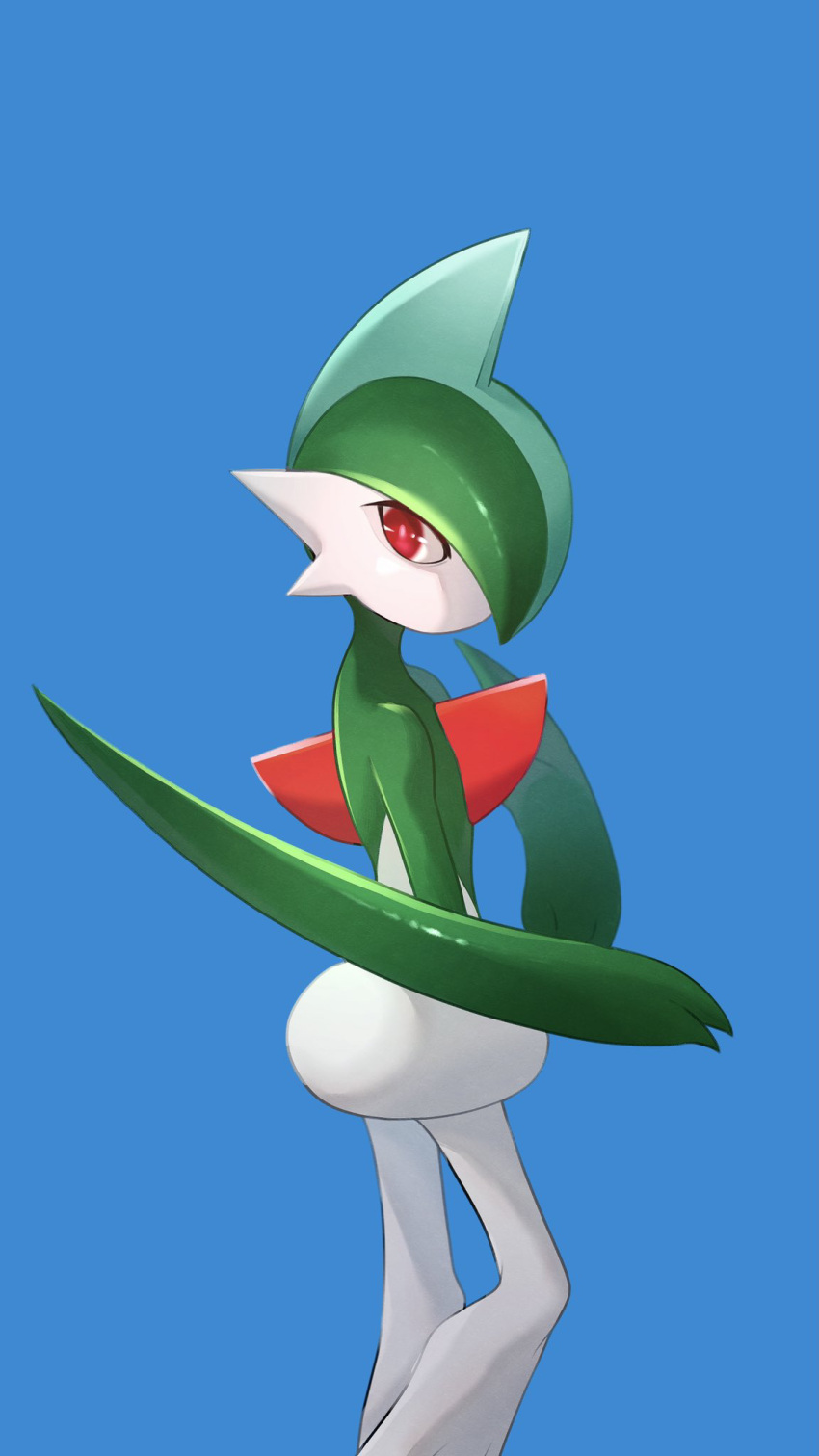 3_fingers 9:16 ambiguous_gender feral fingers food gallade generation_4_pokemon hi_res hotarubi looking_aside multicolored_body nintendo plant pokemon pokemon_(species) red_body red_eyes solo two_tone_body white_body