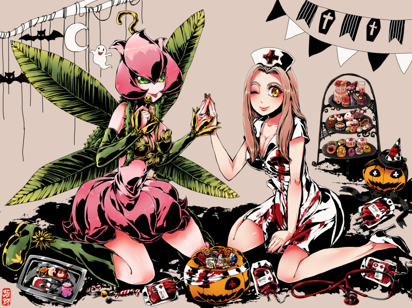 digimon digimon_adventure_tri. fake_blood halloween highres hiruno_maya lillymon tachikawa_mimi