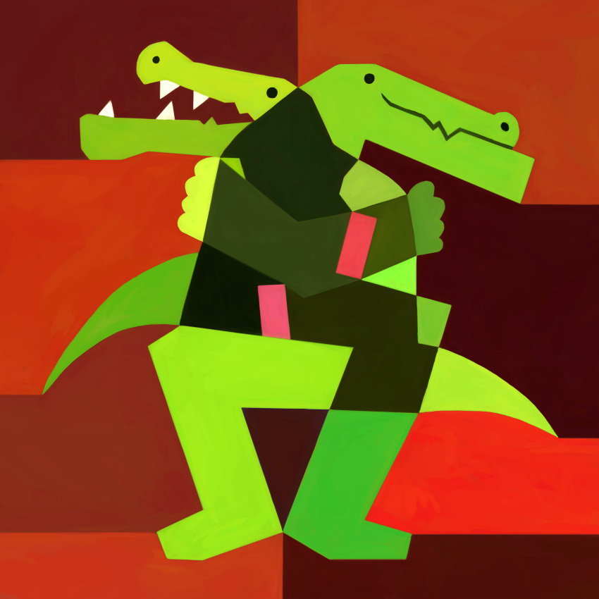 abstract absurd_res alligator alligatorid anthro cagorical crocodilian duo geometric green hi_res male male/male reptile scalie