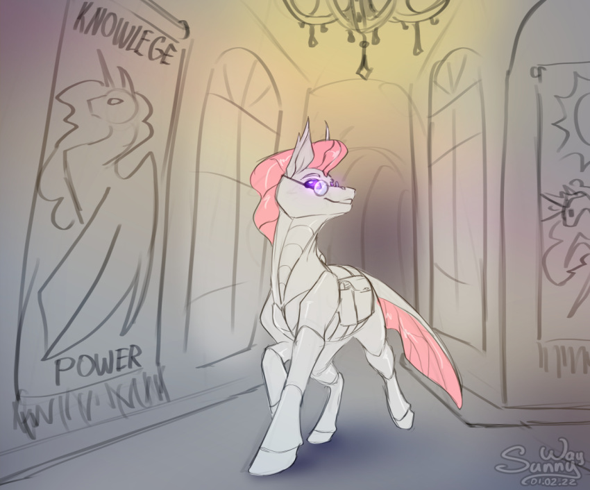 arthropod changeling digital_drawing_(artwork) digital_media_(artwork) equid equine exoskeleton eyewear female feral friendship_is_magic glasses hasbro horn horse mammal my_little_pony patreon pony princess_celestia_(mlp) reward school solo student sunny_way walking winged_unicorn wings