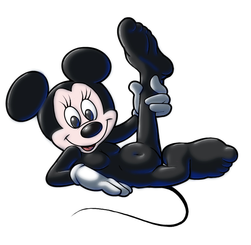 alpha_channel anonymous_artist anthro black_body breasts clothed clothing disney featureless_breasts featureless_crotch feet female gloves gloves_only handwear handwear_only looking_at_viewer mammal minnie_mouse mostly_nude mouse murid murine rodent solo stretching